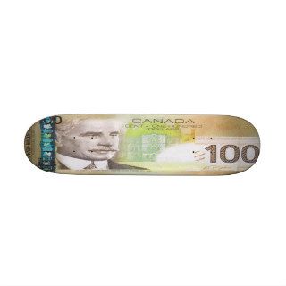 100 Canadian Dollar Bill Skateboard Mini