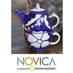 Set for 1 Ceramic 'Apaneca Morn' Tea Set (El Salvador) Novica Tea & Coffee Sets