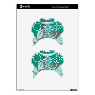 Green and Grey Leaf Print Xbox 360 Controller Skin