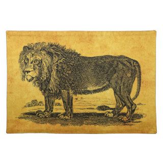 Vintage Lion Illustration   1800's African Animal Placemat