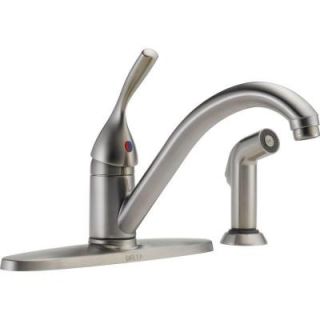 Delta Classic Single Handle Side Sprayer Kitchen Faucet in Stainless 400 SS DST