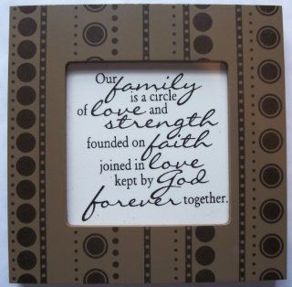 Kindred Hearts Inspirational Quote Frame (6 x 6 Brown Dot Pattern) ("Our family is a circule of love and strength, founded on faith, joined in love, kept by God forever together ")  