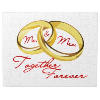 Mr & Mrs Together Forever Wedding Rings Jigsaw Puzzles