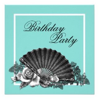 Elegant White Rose Birthday Party Invitations Personalized Announcements