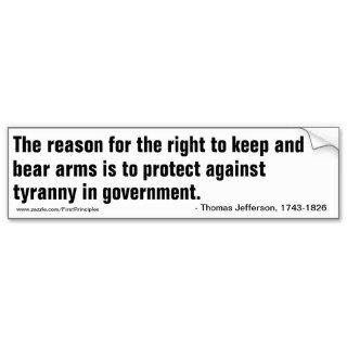 Second Amendment Is to Protect Against Tyranny Bumper Sticker