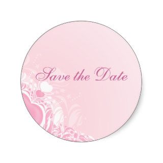 pretty light pink heart swirl design save the date stickers