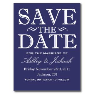 Elegant Navy Style Save The Date Post Cards