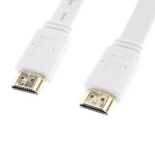 RayShop   HDMI V1.4 Male to HDMI V1.4 Male Cable Flat Type White Glod Plated for Smart LED HDTV/APPLE TV/Blu Ray DVD(0.5m) Electronics