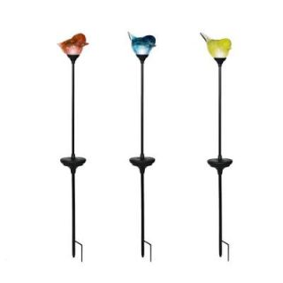 Solar Assorted Colors LED Blown Glass Birds Path Light (3 Pack) GPA00345 N2 M3