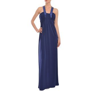 Calvin Klein Women's Blue Jersey knit Sequin Collar Evening Gown Calvin Klein Evening & Formal Dresses