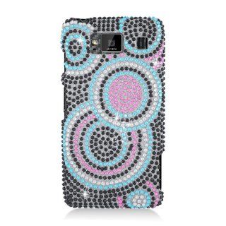 Motorola Droid RAZR MAXX HD XT926 Bling Gem Jeweled Jewel Crystal Diamond Black Pink Blue Circles Cover Case Cell Phones & Accessories