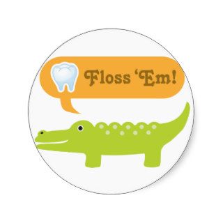 Cute Alligator Floss Dental Hygiene Sticker