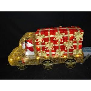 24 in. 59 Light Gold Metal Truck with Snowman in the Drivers Seat K29B445X