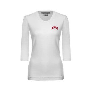 Denver Ladies White 3/4 Sleeve Scoop Neck 'Arched U of Denver 2 Color Version'  Sports Fan T Shirts  Sports & Outdoors