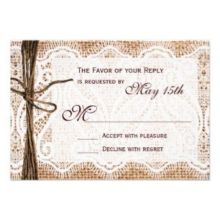 Getting Hitched Burlap Print Wedding RSVP Cards