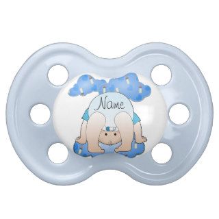 Custom Baby Boy Bottles and Clouds Pacifiers