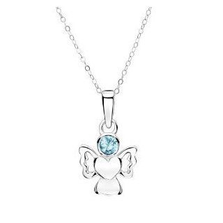 Jo For Girls Sterling Silver March Birthstone Angel Aqua Color Pendant Kids Aquamarine Jewelry Jewelry