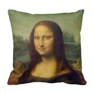 Mona Lisa painting in throw pillow