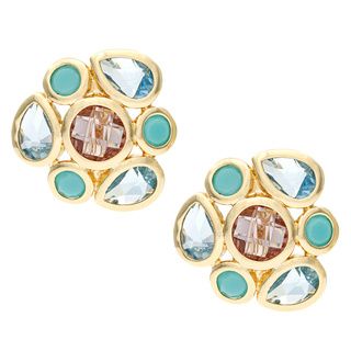 Carolee Goldtone Candy colored Cluster Clip on Earrings Carolee Fashion Earrings