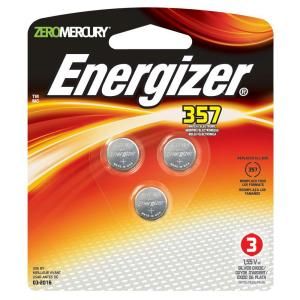 Energizer Silver Oxide 357 1.55 Volt Watch/Electronic Batteries (3 Pack) 357BP 3
