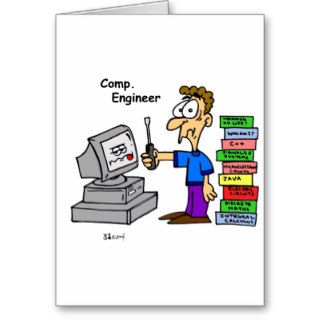 Computer Engineer Cartoon Greeting Card