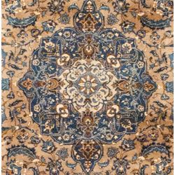Persian Hand knotted Light Brown/Blue Mashad Wool Rug (8'2 x 12'3) 7x9   10x14 Rugs