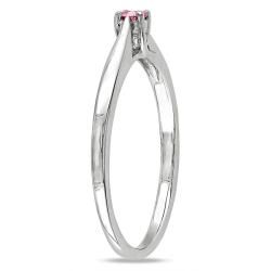 Miadora Sterling Silver 1/10ct TDW Round Pink Diamond Solitaire Ring Miadora Diamond Rings