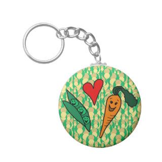 Peas Love Carrots, Cute Green and Orange Design Key Chains