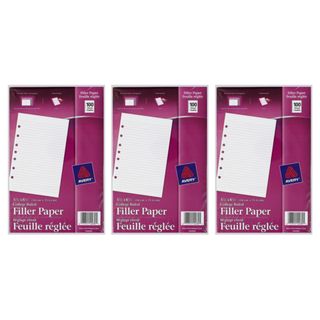 Avery Mini Binder College Ruled 100 Sheet Filler Paper (Pack of 3) Binder Refills