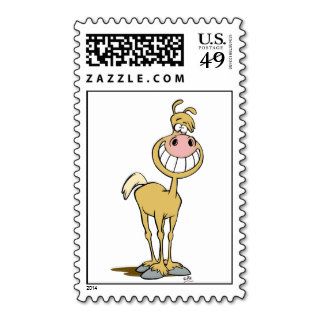 Smiling cartoon horse postage stamp