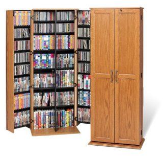 Large Locking Audio Video Storage Cabinet with Solid Oak Doors  