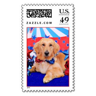July 4th   Golden Retriever   JJ Postage Stamp