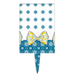 Peacock Color Teal Green Purple Diamond Pattern Rectangle Cake Topper