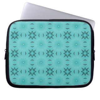 Turquoise Eight Point Star Pattern Laptop Computer Sleeve