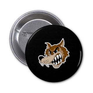 snarling brown wolf face buttons