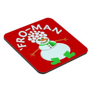 Funny 'Fro Snowman Christmas Pun Drink Coaster