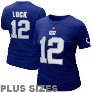 NFL Andrew Luck Indianapolis Colts Ladies Her Catch Plus Sizes T Shirt   Royal Blue  Sports Fan T Shirts  Sports & Outdoors