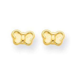 14k Yellow Gold Butterfly Children's Post Earrings Jewelry