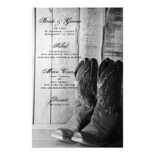 Rustic Boots Country Wedding Menu Stationery Design