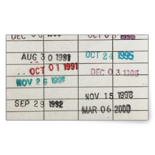 Vintage Library Due Date Cards Rectangle Stickers