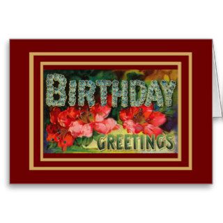 Card Vintage Happy Birthday Greetings