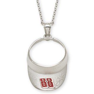#88 Dale Earnhardt Jr Sterling Silver 3D Signature Visor Pendant w/ 18" Chain Jewelry