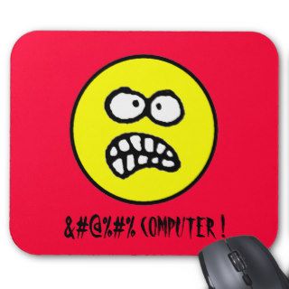 Anti Computer Cursing Mad Smiley Mousepad