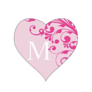 Wedding Hearts Letter M Monogram Pink Wedding Enve Heart Sticker