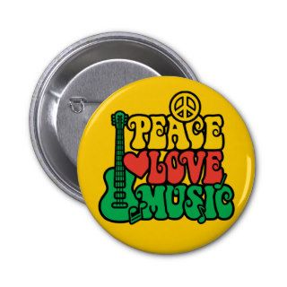 Reggae Peace Love Music Pin