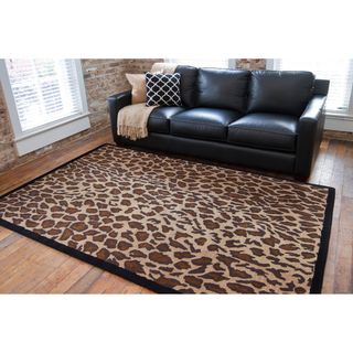 Hand tufted Brown Leopard Animal Print Safari Wool Rug (8' x 11') 7x9   10x14 Rugs