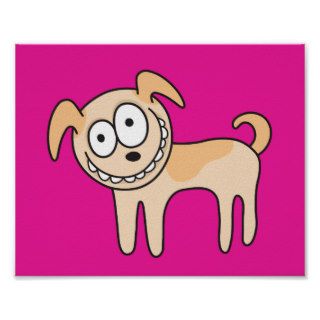 Funny puppy dog animal cartoon hot pink poster