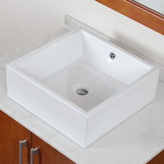 ELITE High Temperature Grade A Ceramic Bathroom Sink With Unique Square Design Elite Bathroom Sinks