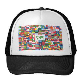 Collage of Country Flags All Over The World Mesh Hats
