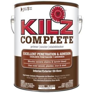 KILZ 1 gal. White Oil Based Interior/Exterior Primer, Sealer and Stain Blocker L101301